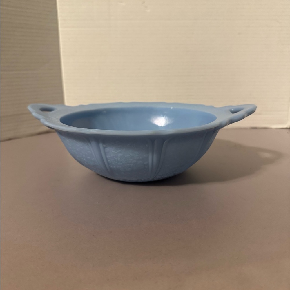 Vintage Delphite Bowl, Blue Milk glass